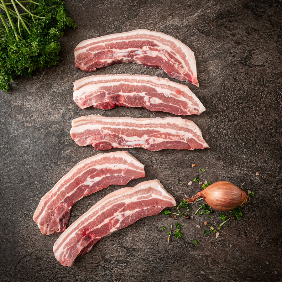 Pork Belly Spare Ribs - Cut Thin - Frozen  (1kg)